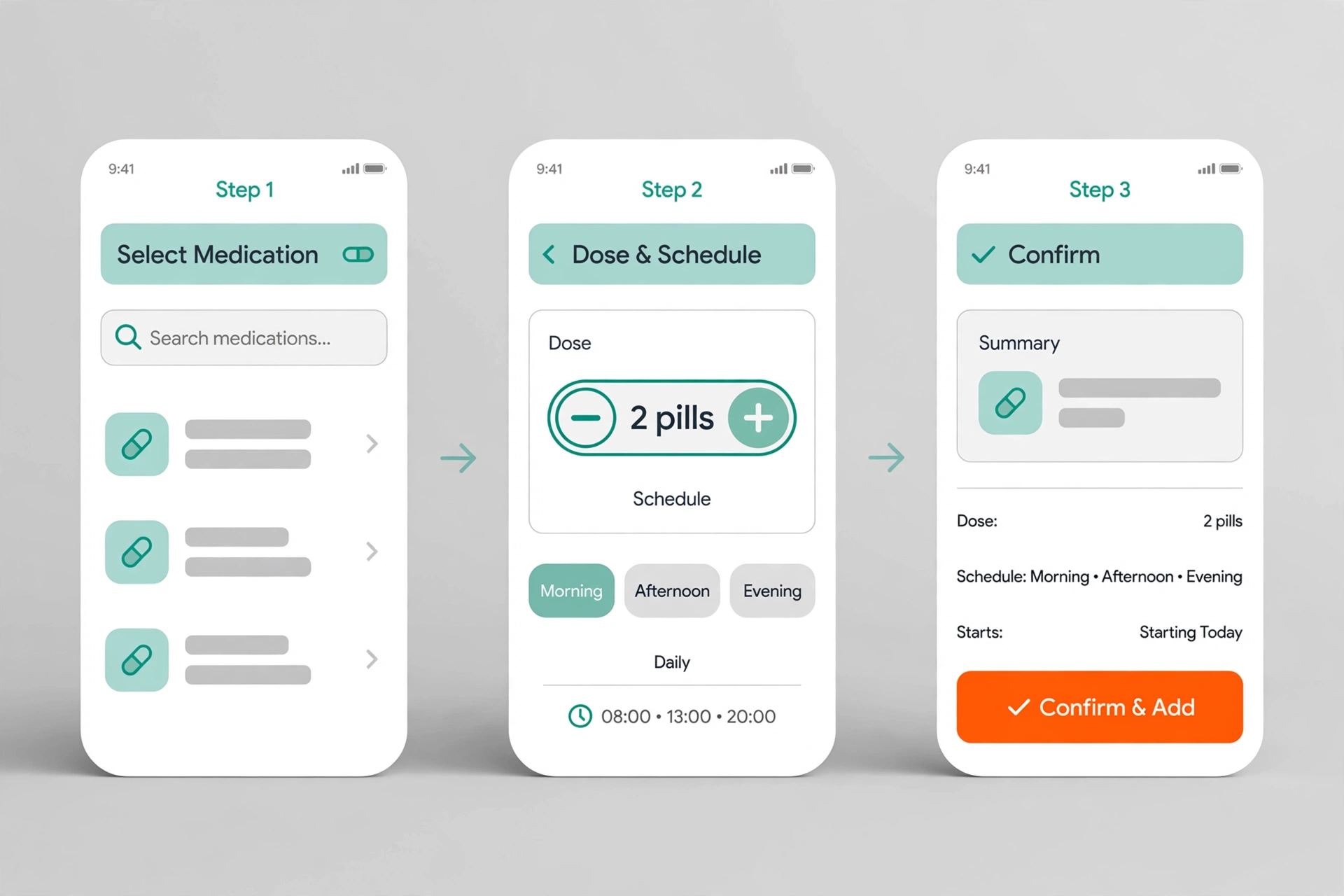 The new medication selection flow