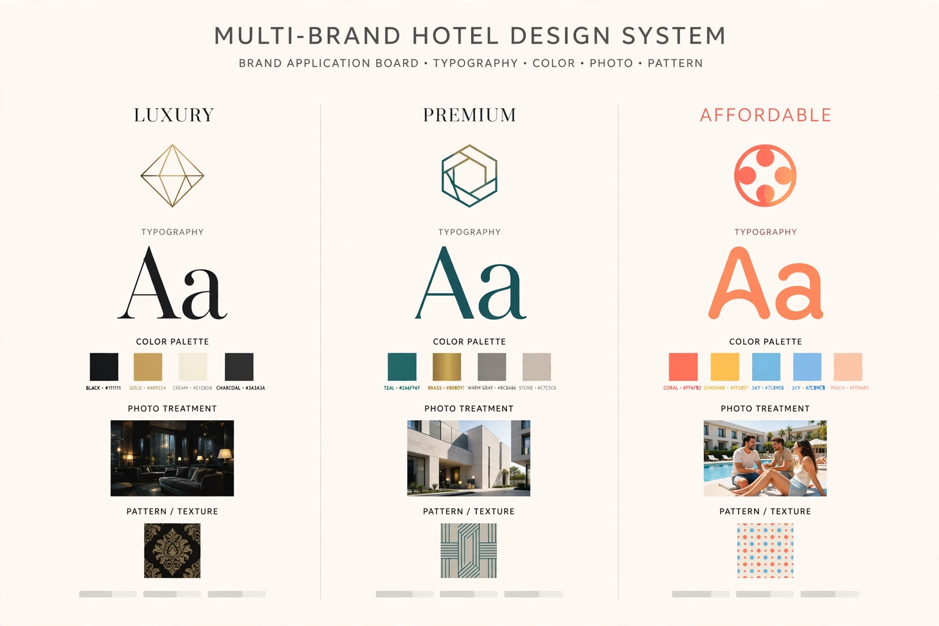 Brand application set across tiers